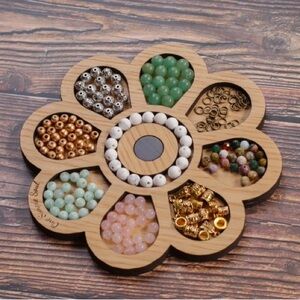 Jewelry beading board for jewelry making. Wooden bead board